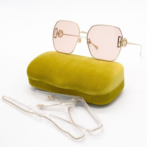 NEW GUCCI GG1207SA 001 SUNGLASSES WOMEN GOLD/PINK EYEWEAR - Picture 1 of 13